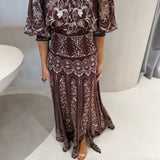 Vestido Liz Bordô Maxi com Mangas Tufadas | FARM RIO