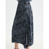Saia Midi Assimétrica Plissada em Animal Print Azul | Scotch & Soda