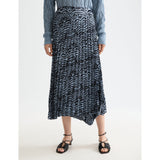 Saia Midi Assimétrica Plissada em Animal Print Azul | Scotch & Soda