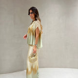 Conjunto blusa e calça acetinado Ottod'ame com print tie dye
