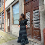 Vestido Midi Verde Ávila com Folho Rendado | Violeta