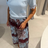 Blusa Dulce Azul em Malha com Renda | CECILIA PRADO