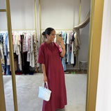 Vestido midi Ottod'ame em popelina bordeuax