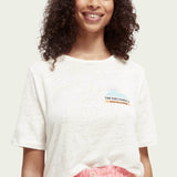 T-shirt de linho com estampado nas costas