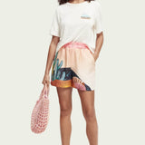 T-shirt de linho com estampado nas costas