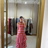 Vestido Midi Assimétrico Rosa Coral | Violeta Store