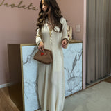 Vestido comprido TWINSET em malha tricotada bege