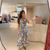 Vestido acetinado com Print Azul | LIU JO
