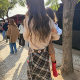 Saia Midi Xadrez Ascot Castanho | Violeta