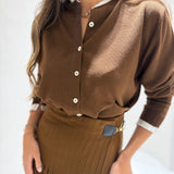 Saia de Lã com Pregas e Fecho Elegante Agueda | Semicouture