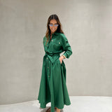 Vestido camiseiro midi LIU JO em popelina verde