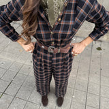 Macacão Xadrez Bibury com Botões Frontais | Violeta