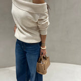 Camisola de malha bege SEMICOUTURE com decote barco