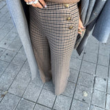 Calças em Mistura de Lã Xadrez | TWINSET