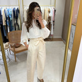 Blusa TWINSET em branco com detalhes plissados