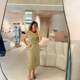 Vestido de linho Semicouture com abertura nas costas