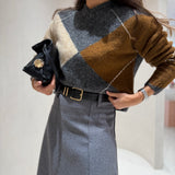 Camisola Oversized em Mistura de Alpaca Cinza e Camel Gaston | SEMICOUTURE