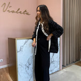 Casaco de Malha Preto e Branco com Botão de Joia | Liu Jo