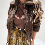 Bomber Castanho em Pêlo Sintético Tricotado | Liu Jo