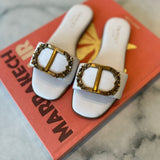 White leather Twinset sandal with flowery logo