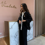 Casaco de Malha Preto e Branco com Botão de Joia | Liu Jo