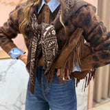 Cardigan Curto em Animal Print Castanho | Scotch & Soda