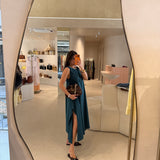 Vestido em Popelina Verde Manga Cava | Liviana Conti