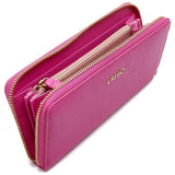 Porta-moedas Liu Jo em rosa com fecho de correr tamanho grande
