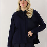 Cardigan Laetitia Azul-Noite em Lã | SEMICOUTURE