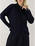 Cardigan Laetitia Azul-Noite em Lã | SEMICOUTURE