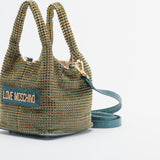 Mala LOVE MOSCHINO com strass verde esmeralda