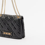 Mala de ombro Love Moschino acolchoada em preto com alça de corrente