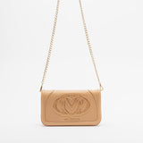 Mala de Ombro Com Monograma Bege | Love Moschino