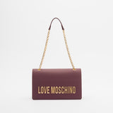 Mala de ombro em bordeaux com logo metálico |  Love Moschino