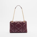 Mala acolchoada bordeaux com logo metálico à frente| Love Moschino
