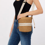 Mala de Mão "Bucket Bag" em Ráfia Bege | LIU JO