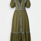 Vestido midi Scotch & Soda verde com bordados
