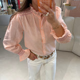 Blusa em Rosa com Gola Franzida | Violeta Store