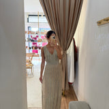 Vestido longo Nenette em malha dourado