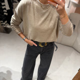 Camisola de Malha Bege com Decote Redondo  | ottod'ame