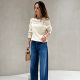 Camisola de malha bege SEMICOUTURE com decote barco