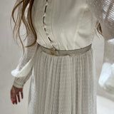 Vestido midi TWINSET em linho branco com plissados