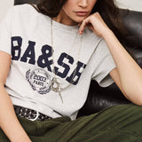 T-shirt Cinza com Logótipo Azul Ioni | ba&sh