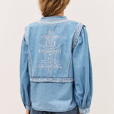 Blusa Laura Denim Azul Claro com Bordado | BA&SH