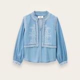 Blusa Laura Denim Azul Claro com Bordado | BA&SH