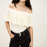 Top Salda Ombros Nus Ecru com Folhos | BA&SH