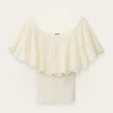 Top Salda Ombros Nus Ecru com Folhos | BA&SH