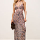 Vestido Longo Fluido Multicolor com Renda | BA&SH