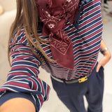 Polo Liri com Riscas Azul e Bordeaux| VIOLETA