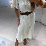 Vestido Midi em Renda Ecru Moody | ba&sh